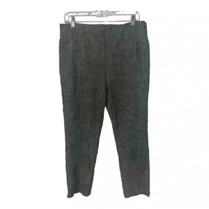Chicos Womens Gray/White Pinstripe Pull-on Straight Leg Pants, Size 1.5 (med/10)